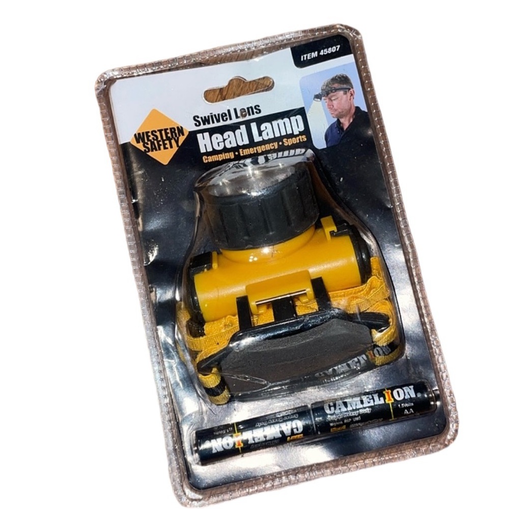 •HARBOR FREIGHT TOOLS•NIB WESTERN SAFETY SWIVEL LENS HEADLAMP BATTERIES INCLUDED